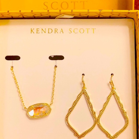 NWT Kendra Scott Limited Edition RARE Gift Set Elisa Sophia Yellow Gold Dichroic - Picture 8 of 16